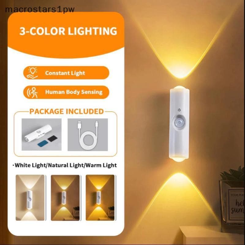 Lâmpada De Parede LED Com Sensor De Movimento Dispositivo Magnético Recarregável Para Facilidade Noturna