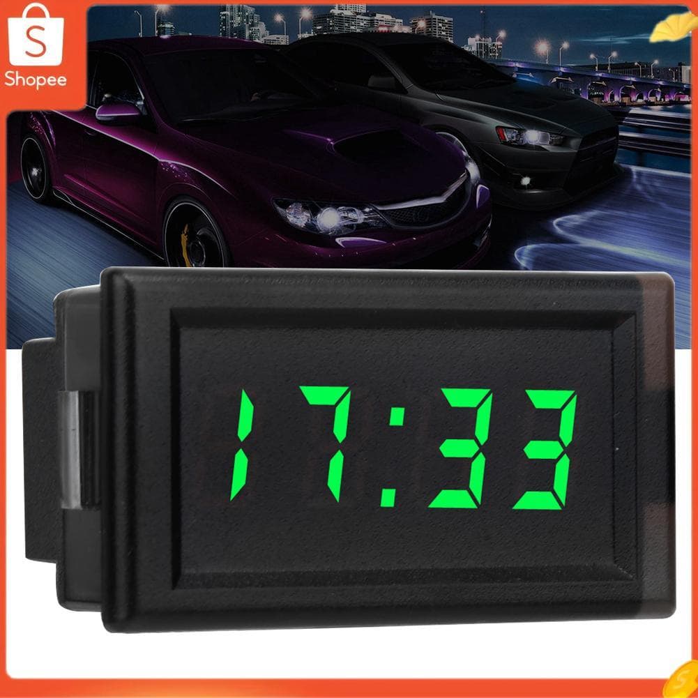 Hap Relógio digital LED Xixian para carro - 4,5-30 V DC automático com data e temporizador display verde (verde)