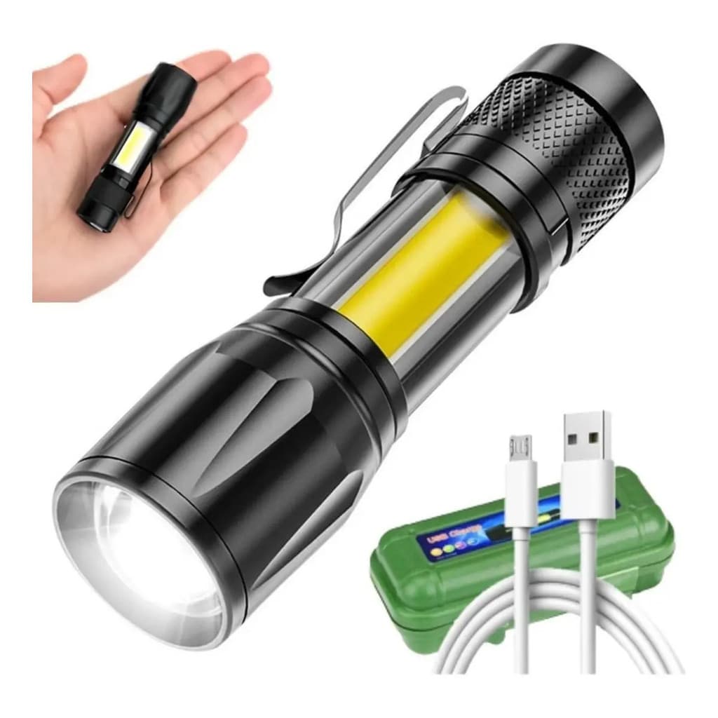 Mini Lanterna Com Zoom Recarregável Usb Alta Potência