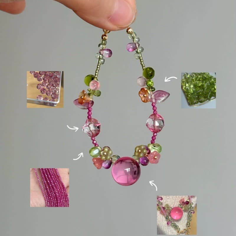 {Pulseira Flor de Ameixa Ébano} Pulseira Feminina Fresca e Elegante em Rosa Vermelho Feita à Mão S4CI