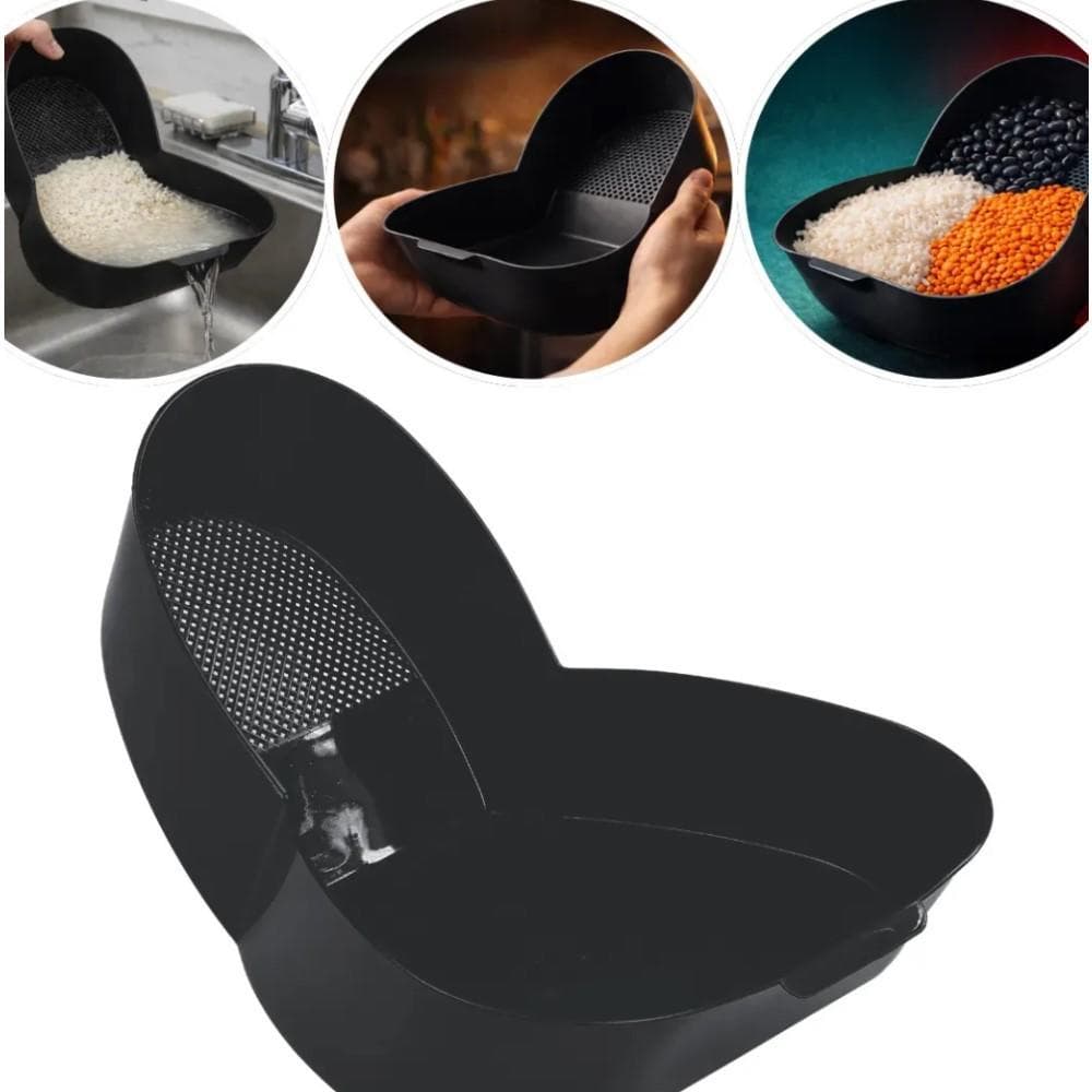 LAVA ARROZ ESCORREDOR ALIMENTOS MACARRAO VERDURAS MULTIUSO ORGANIZADOR COZINHA BPA FREE PRETO