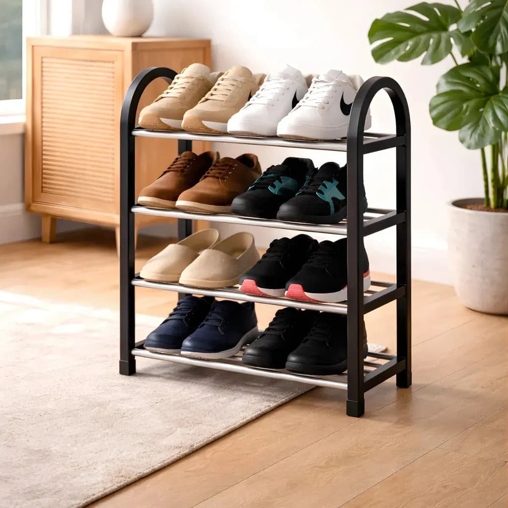 Sapateira sapateira Organizador Calçados Porta Sapatos Vertical Resistente Desmontável Fácil Montagem - preto