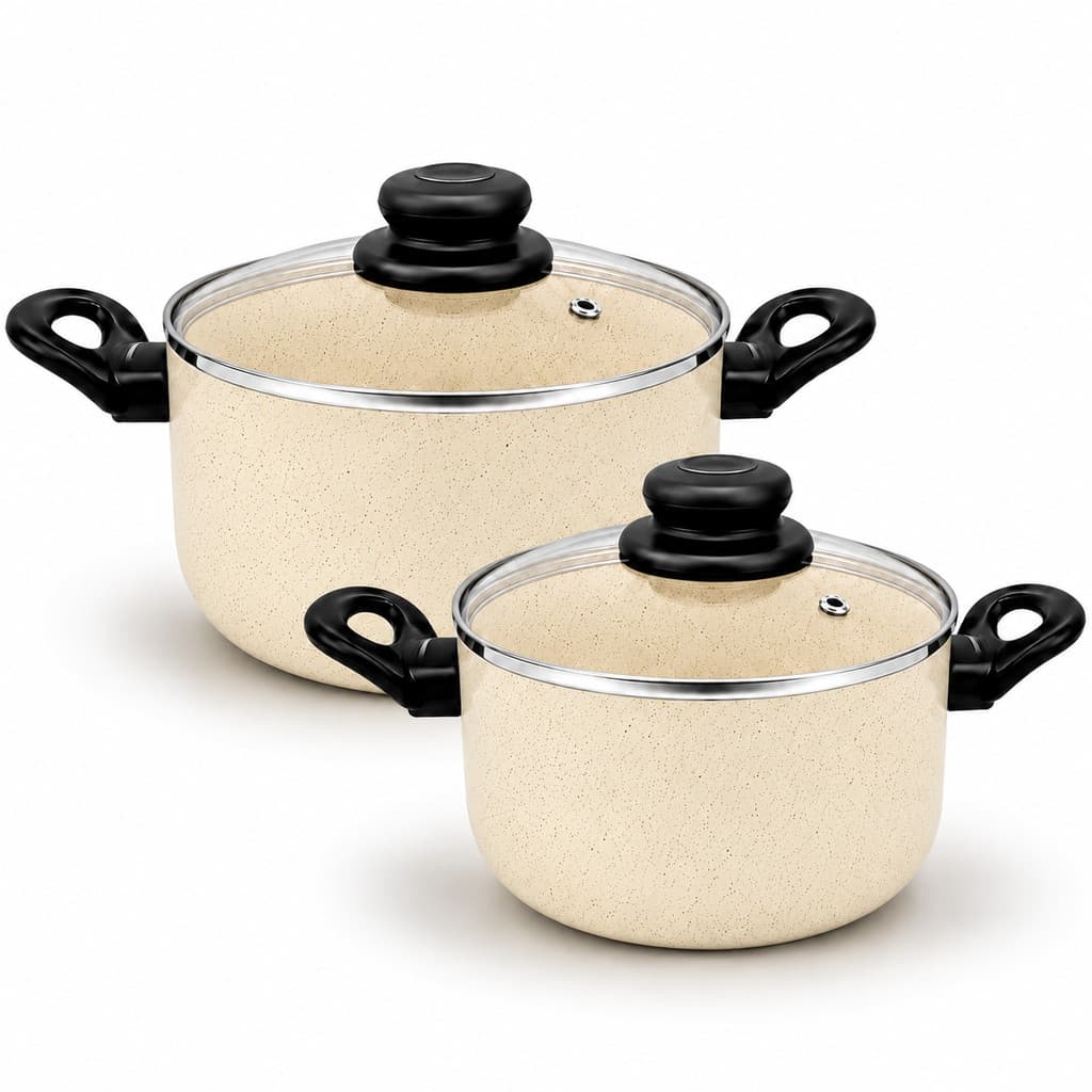 Conjunto 2 Panelas Caçarola Teflon Pequena Antiaderente 5 Camadas