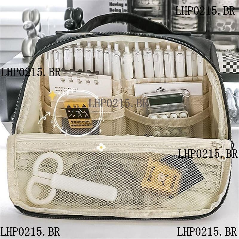 BLUEVELVET1 Estojo Para Lápis , Bolsa Multifuncional De Armazenamento De Papelaria De Grande Capacidade Caneta Com Zíper