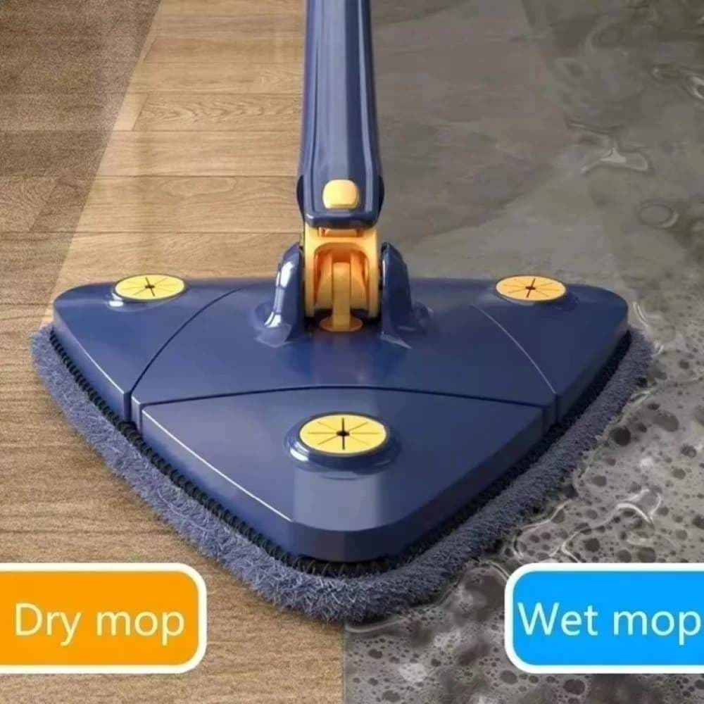 Mop Triangular Giratório 360 Limpeza Completa Cantos Difíceis Ajustável 130cm Microfibra Reutilizável