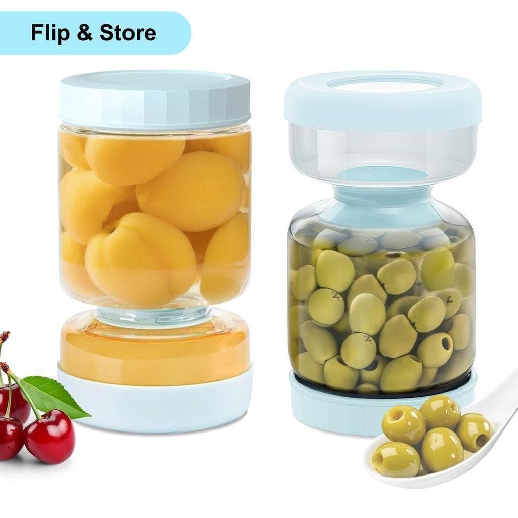 Pote de Vidro Borossilicato Azul de 34oz para Conservas com Design Duplo à Prova de Vazamentos e Tampa de Drenagem em Fo