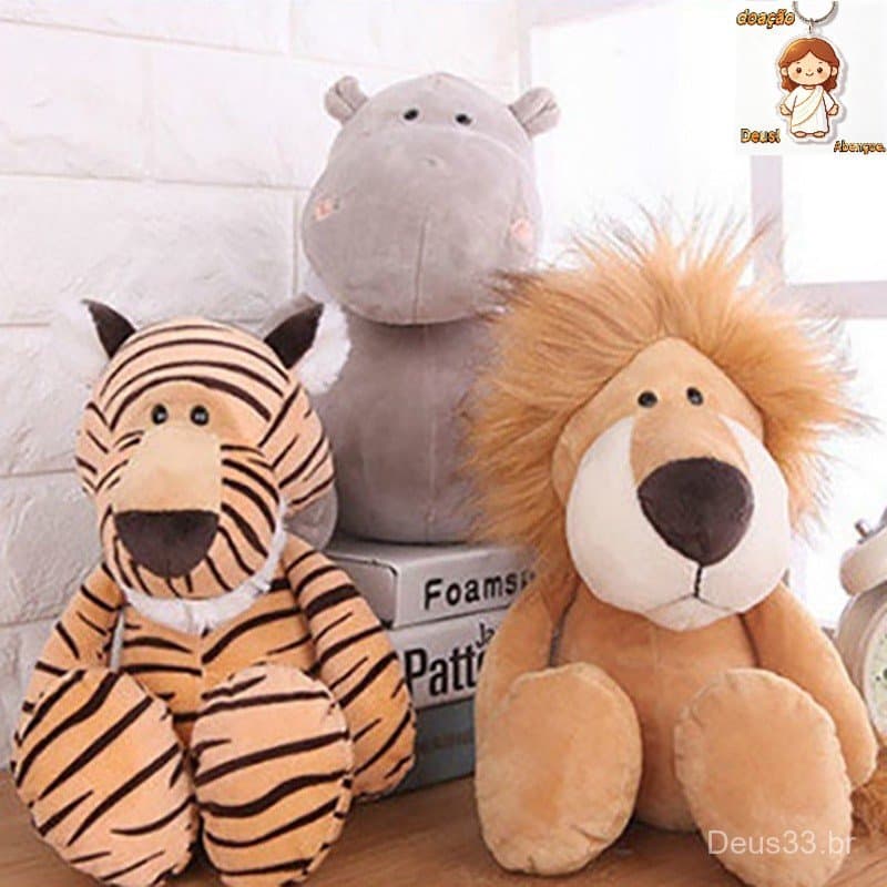25cm Super Cute Stuffed Toys para crianças adormecendo Matar Selva Animais Elefante Cachorro Tigre Cachorro Raposa Leão