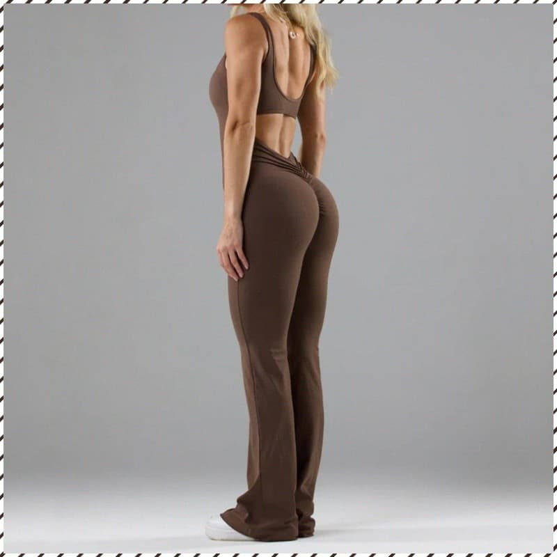Macacão esportivo de ioga, modelo slim, justo, sem costuras, com recortes, estilo casual.