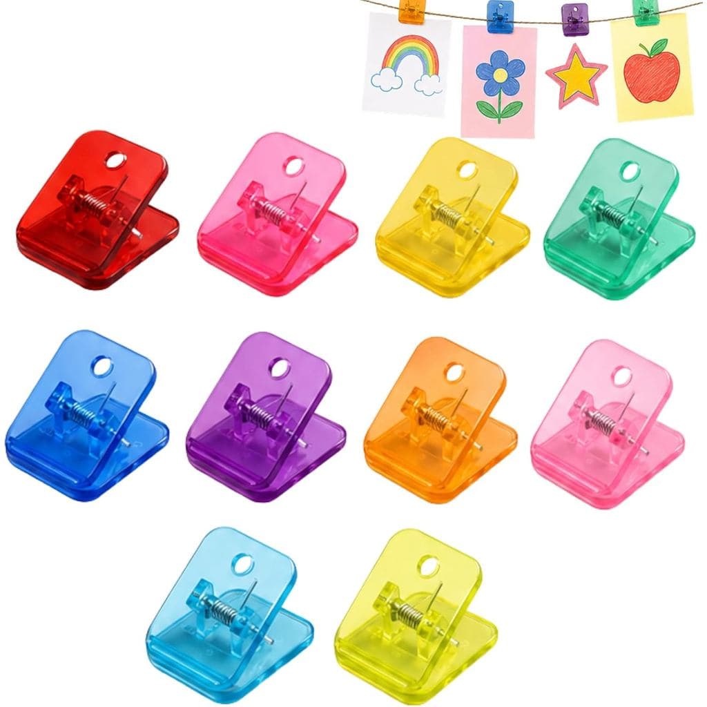10 Clipes Transparentes para Papel, Grampos Multifuncionais para Fotos, Pôsteres, Documentos, Uso em Escritório e Casa,