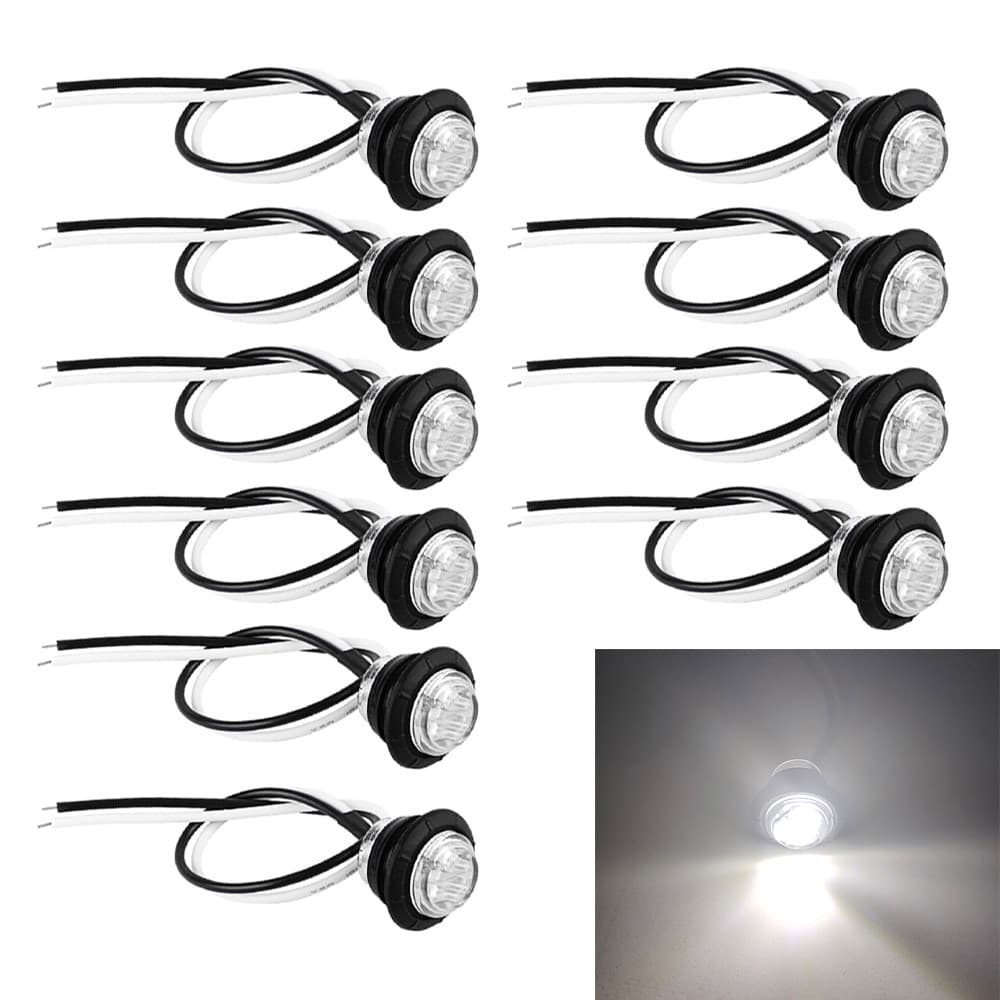10pcs 12V 3/4 Polegada Branco LED Luz Marcadora Lateral De Folga Para Caminhão RV Carro Ônibus Reboque Barco