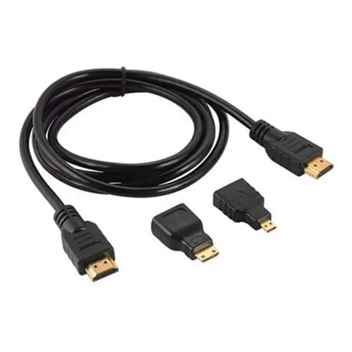 Kit Cabo HDMI 3x1 HDMI Mini HDMI Micro HDMI 1.5m M Importado LT-H001 para TV Notebook Tablet Camera Xbox PS3 4K