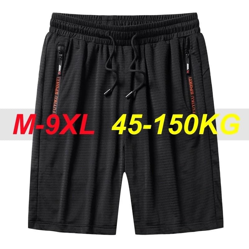 Shorts Esportivos Masculinos Plus Size de Secagem Rápida em Seda Gelada