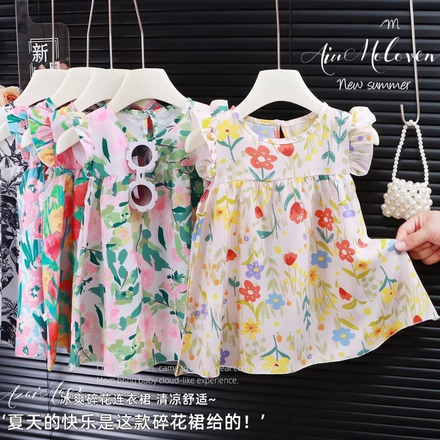 Vestido Evasê De Verão Para Meninas – Floral Leve E Ditsy Com Estampa De Peônia , Saia Completa De Princesa , Vestidos I
