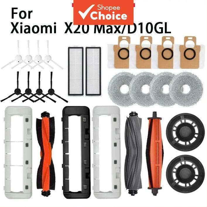 Para acessórios do aspirador robô Xiaomi X20 Max/X20 Pro/D109GL, peças de reposição: escova principal, escova lateral,