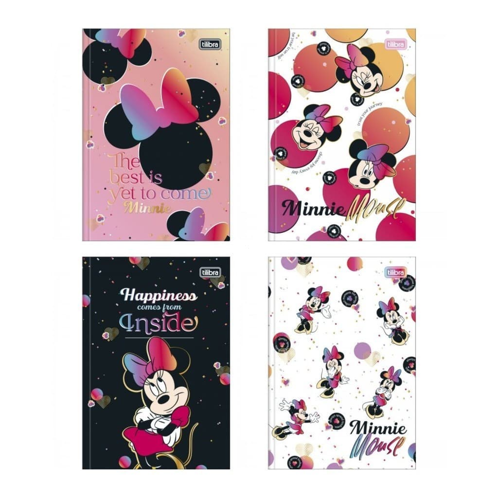 Caderno Brochura Tilibra 1/4 Pequeno Minnie 80 Folhas Capa Dura