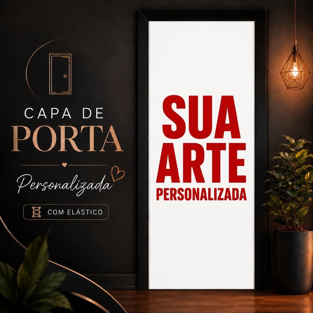 Capa de porta PERSONALIZADA SUA ARTE PRONTA  decorativa 0,85x2,10 PERSONALIZE SEU TEMA com elastico veste facil