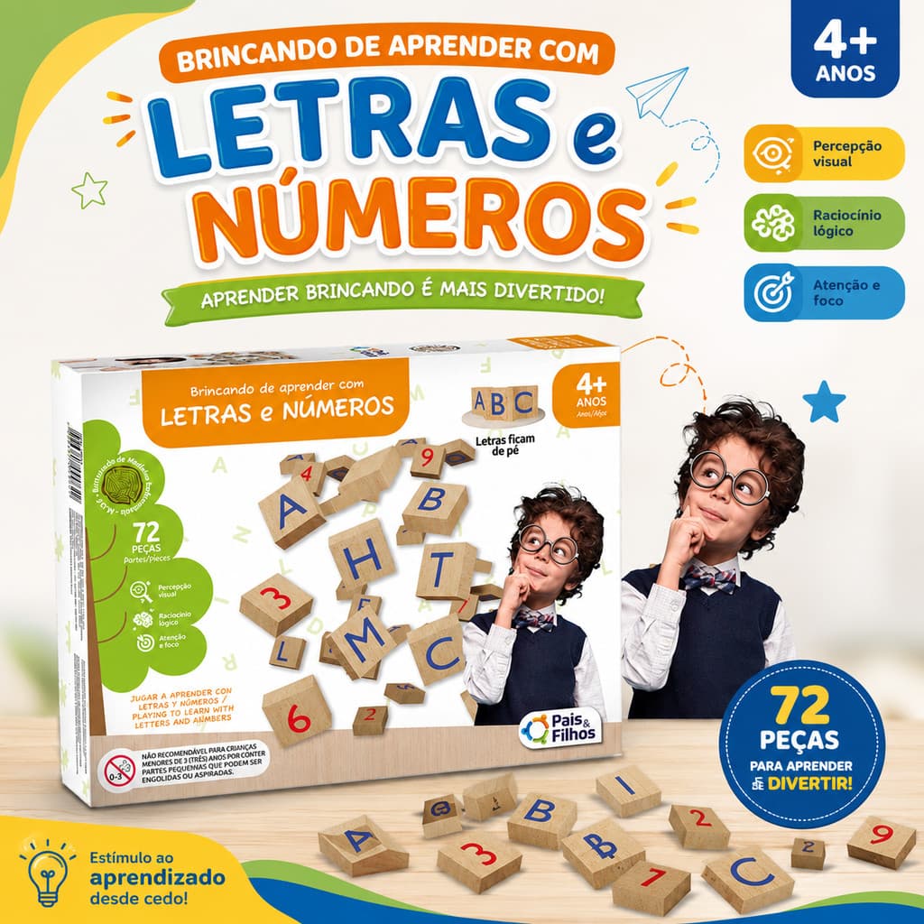 BRINCANDO DE APRENDER COM LETRAS E NUMEROS -10779 PAIS E FILHOS