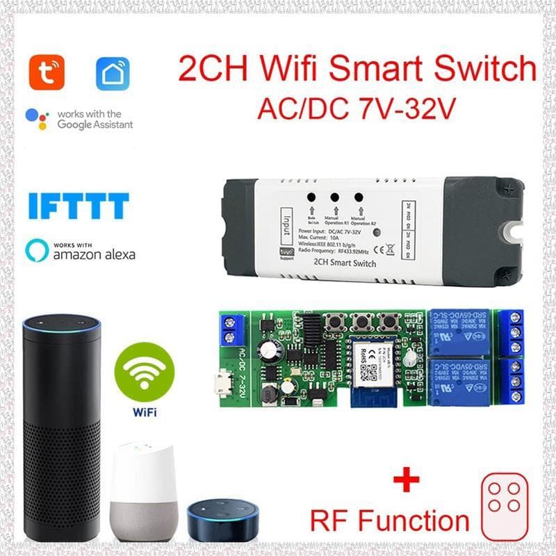 (Otgl) Módulo De Relé De Interruptor Tuya WiFi De 1 Peça 2 CH 7-32V/APP Home Para Casa