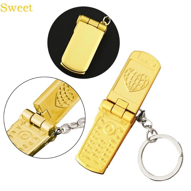 Flip E Girar Chaveiro Criativo Forma Telefone Pingente Charme Saco Chaves Pendurado Ornamento