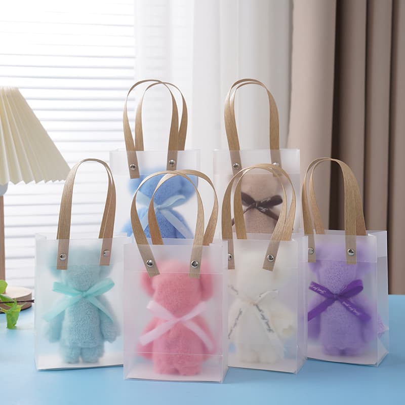 Toalha De Urso De Lã Coral Para Bolsa De PVC – Rosto Absorvente De Cor Sólida , Banho Macia E Fofa A Pele , Aleatória