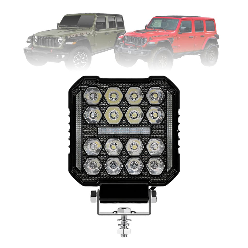 Farol Milha Led Quadrado Bivolt 48w Off Road Farolete Universal Automotivo Trator Potente Strobo