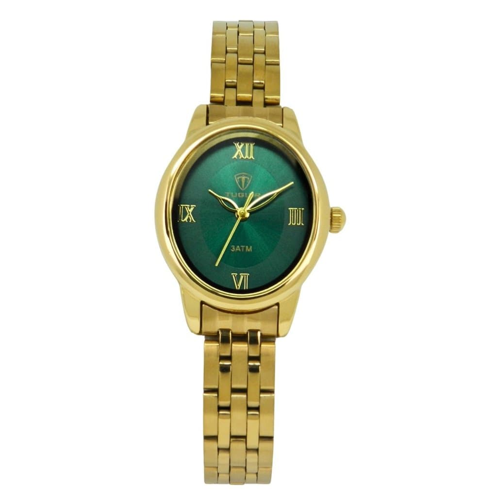Relógio Feminino Tuguir Analógico TG30470 Dourado e Verde, 5ATM, VINTAGE, LUXUOSO, CHARMOSO, FASHION