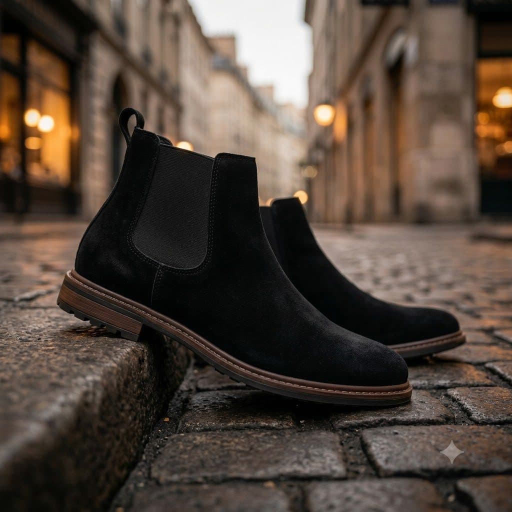 Bota Texana Masculina Botina Chelsea Confortável em Camurça