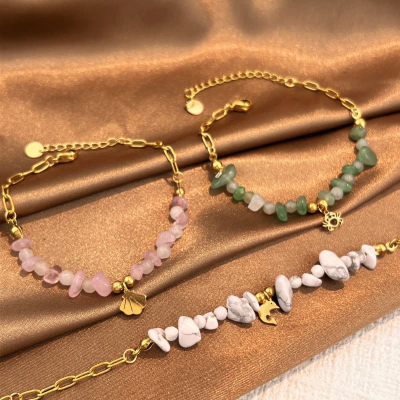 Pulseira pulseira pedra Natural frisado pingente pulseira luz luxo High-End rosa cristal jóias