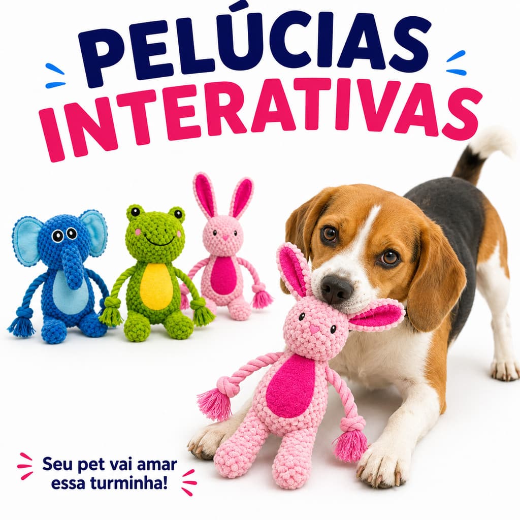 Pelúcia Interativa Brinquedo para Cachorro com Apito e Corda Resistente para Cães Pequenos
