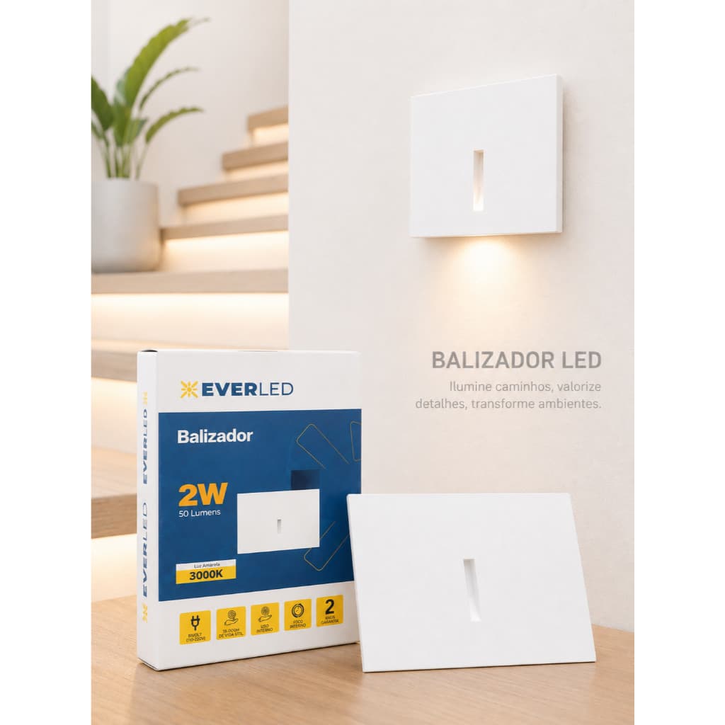 Balizador Everled 2w Branco Quente Parede E Escada