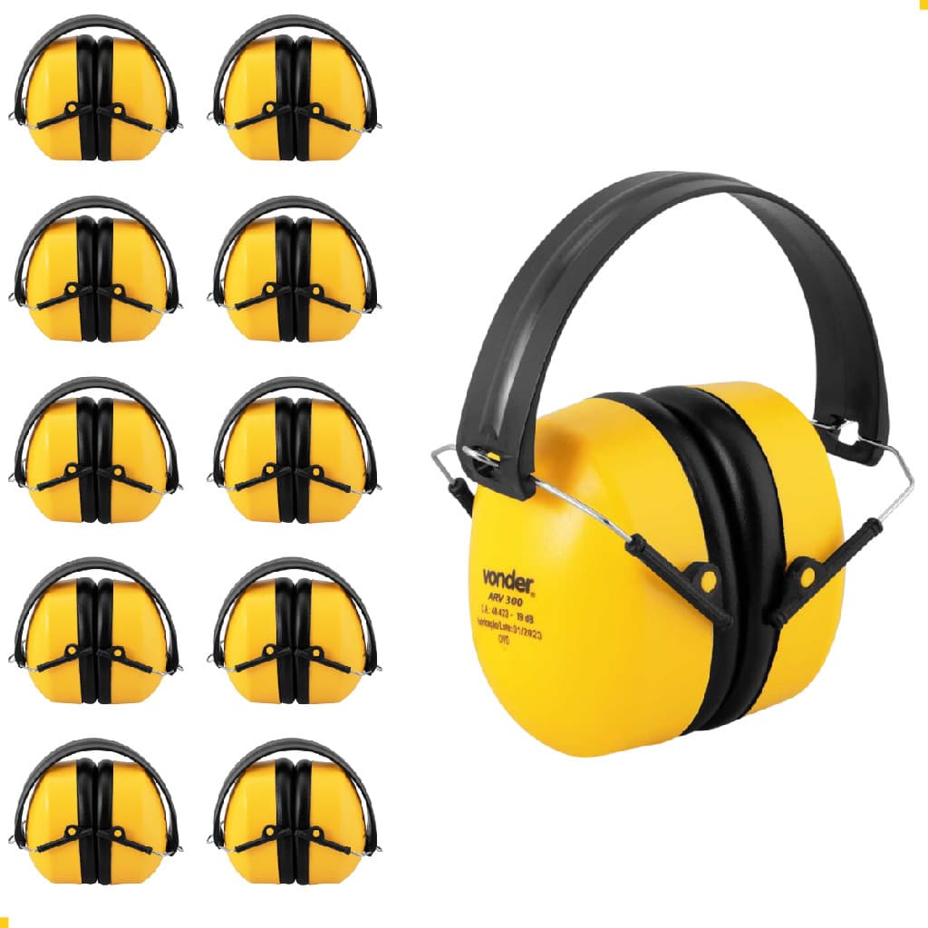 Kit 10 Abafador de Ruido Protetor de Ouvido Anti Ruído com CA Proteção Auricular Profissional Epi Reduz 19db Segurança