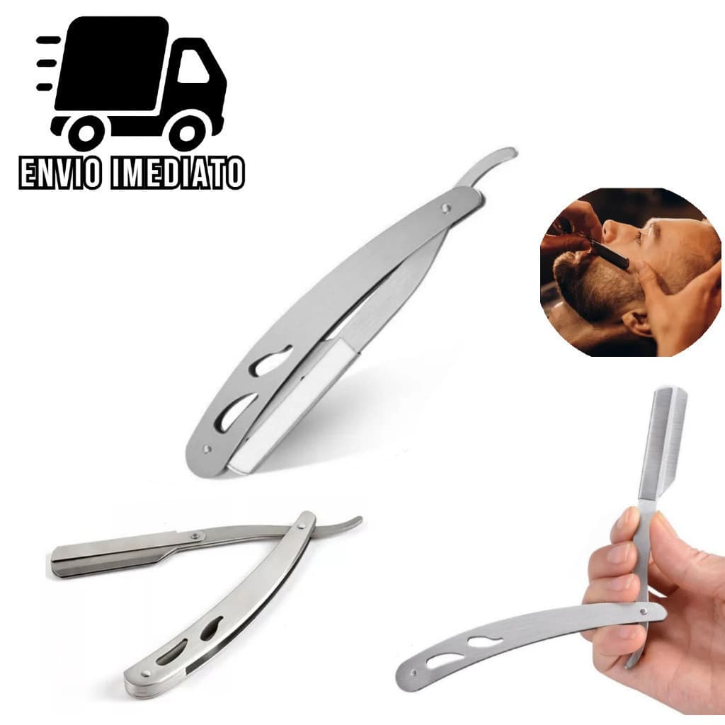 Navalha de Barbear Profissional Aço Inox Navalhete de Acabamento Sobrancelha Barba Barbeiro