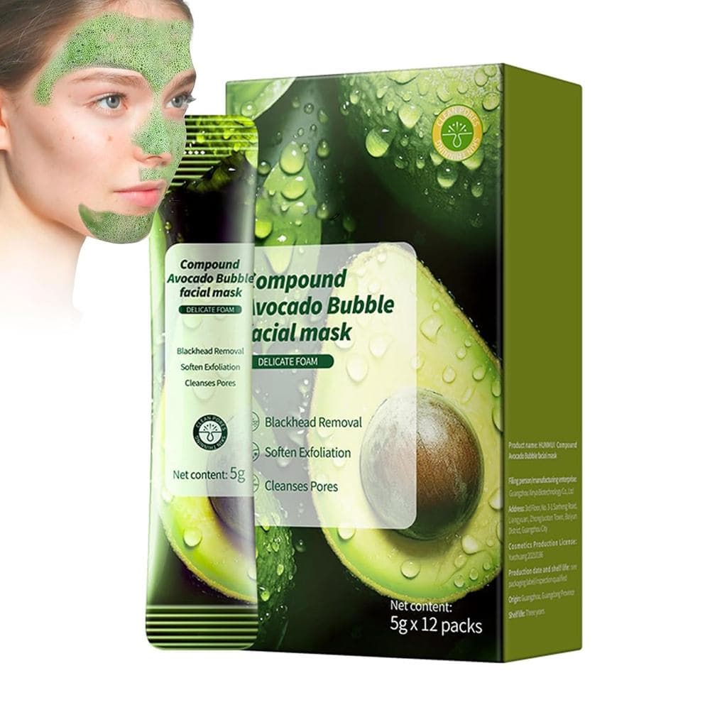 Máscara Facial de Bolhas de Abacate, Máscara Facial de Limpeza com Ácido Complexo de Abacate, Máscara de Argila com Bolh