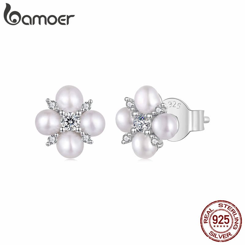 Brincos Originais Bamoer em Prata Esterlina 925, Design de Trevo de Quatro Folhas com Moissanite, Joia de Presente para