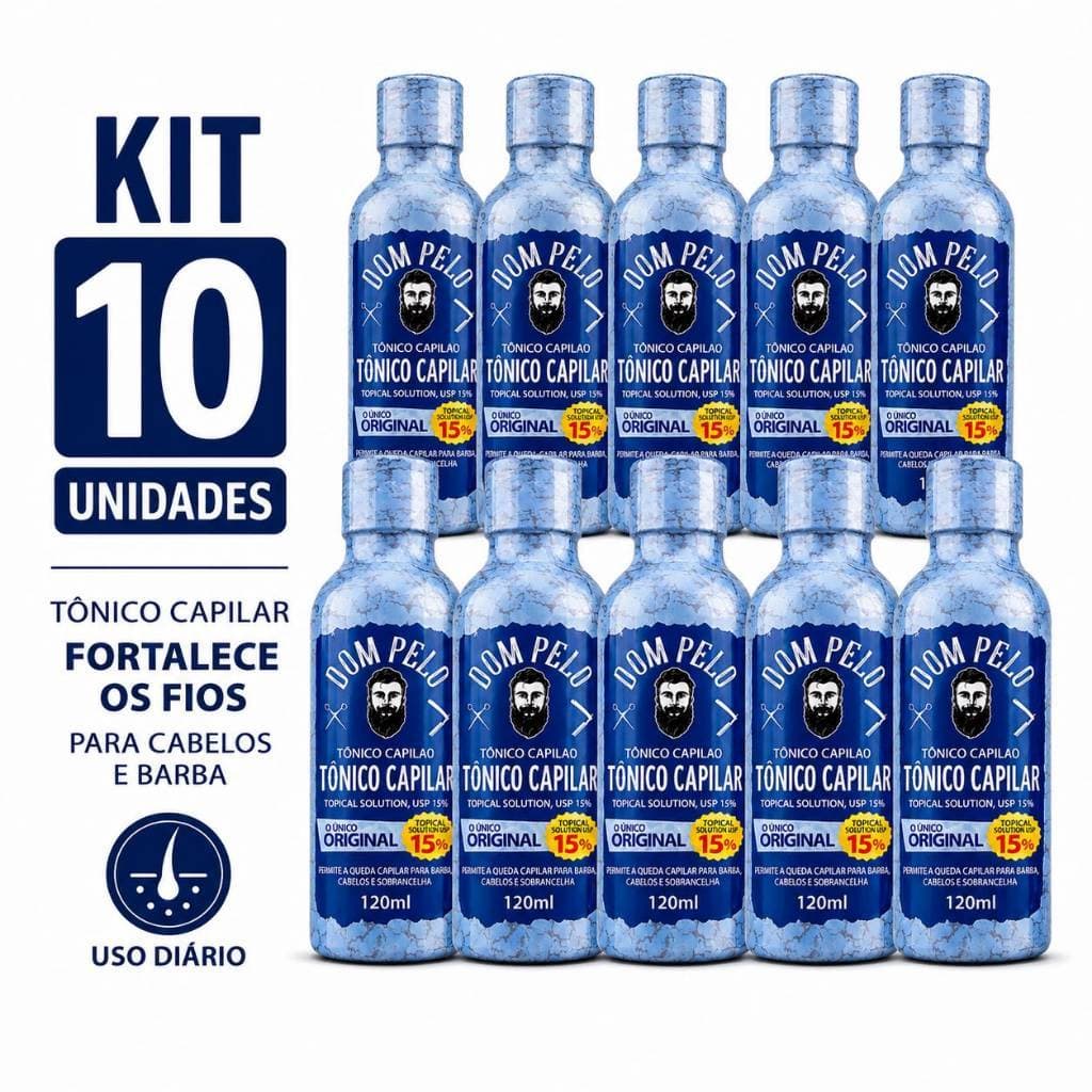 Kit 10 unidades Dom Pelo Original - Tônico Capilar para Cabelo, Barba e Sobrancelha-envio imediato