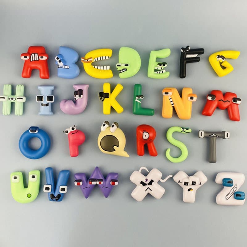 26 Pçs Alfabeto Lore Figura De Ação Engraçado Dos Desenhos Animados Número (Az) Iluminação Educação Modelo Brinquedo Par