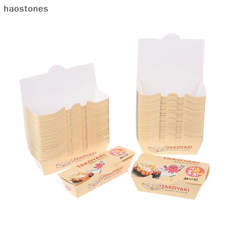 50 Pçs Polvo Bola Paaging Caixa Japonês Rua Comida Takoyaki Descartável Takeaway Sna Paing Recipiente De Papel Fontes De