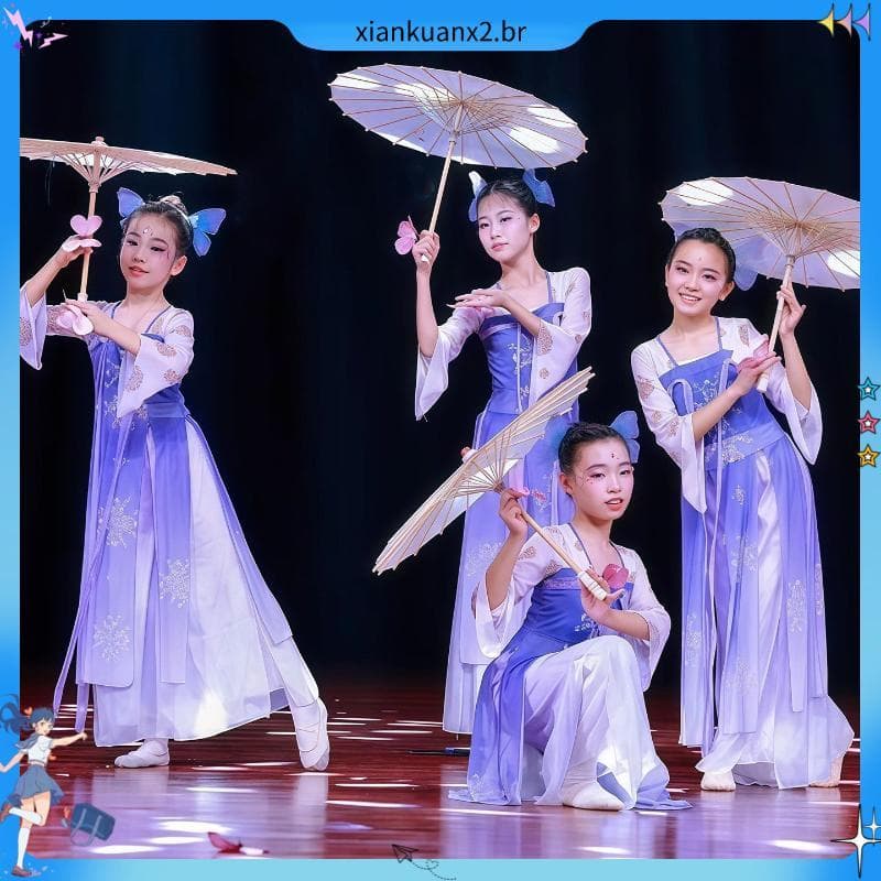 Como um sonho traje de dança dança clássica das crianças elegante desempenho traje meninas corpo rima gaze desempenho Ha