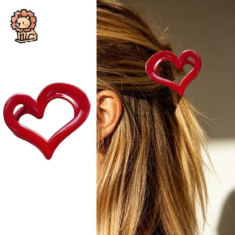 Coração Vermelho Garra De Cabelo Amor Forma Grampo Bonito Doce Mandíbula Grampos