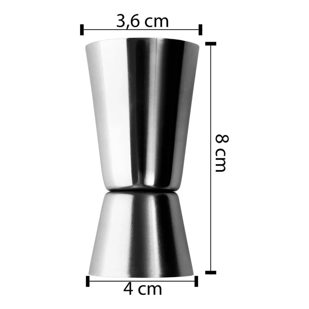 Dosador Duplo Bebida Medidor Coquetel Inox Bartender 25ml 50ml