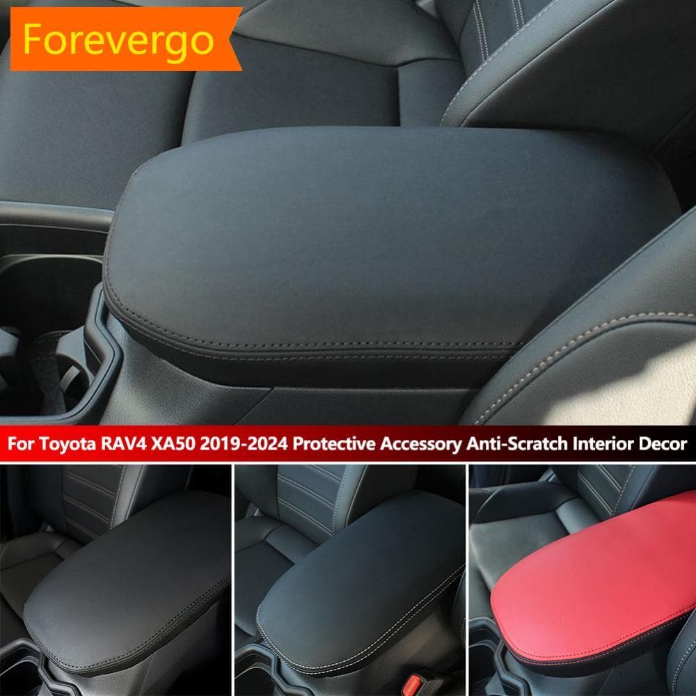 forevergo Caixa De Apoio De Braço De Carro De Couro PU Tampa Organizadora Do Console Central Para Toyota RAV4 XA50 2019-