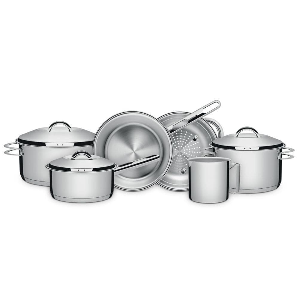 Jogo de Panelas Tramontina Solar em Aço Inox com Fundo Triplo 6 Peças Aço Inox