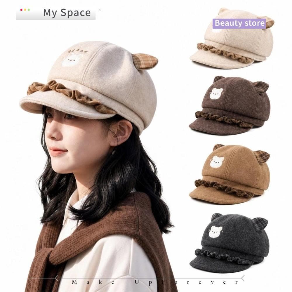 Boné MY Newsboy , Boina Feminina Estilo Japonês Com Orelhas De Gato , De Beisebol Padrão De Ursinho Doce De Anime