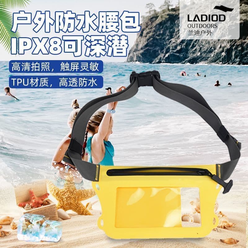 Landi bolsa de cintura à prova d'água para mergulho ao ar livre, grande capa à prova d'água para celular, Rafting, nataç