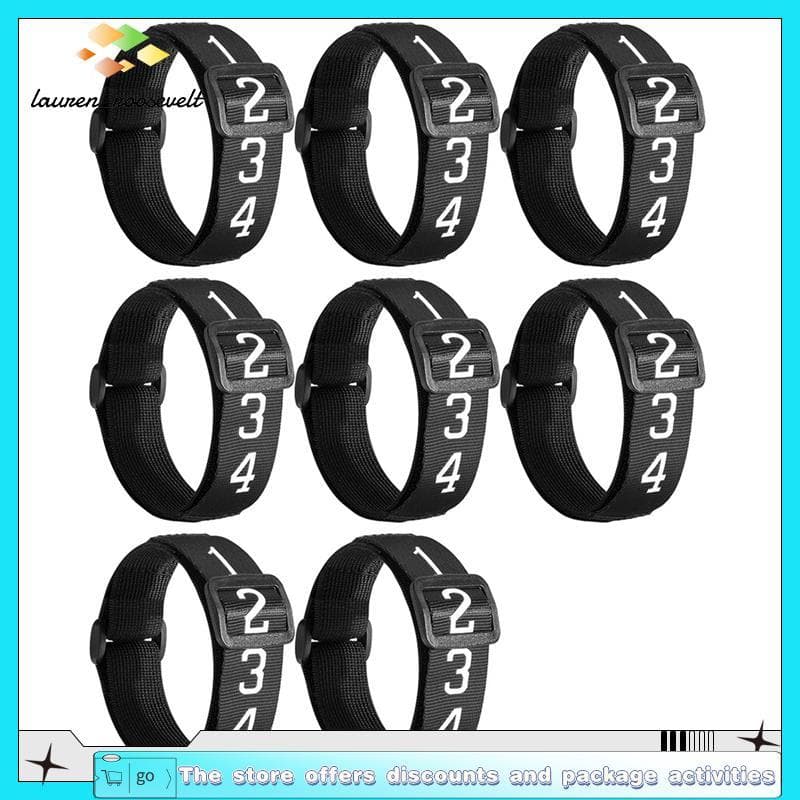 8 PCS Equipamento De Árbitro De Futebol-Indicador De Pulso Numerado Marcadores De Quintal De Poliéster Preto Para Head L