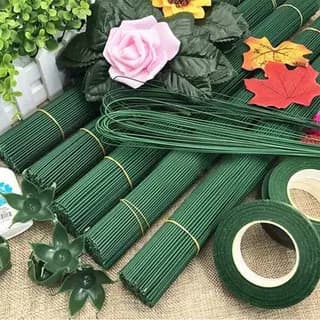Flores artificiais No. 2 pólo de flores malha de arame Material de flor DIY fio de ferro verde ramo de flor saco de plás