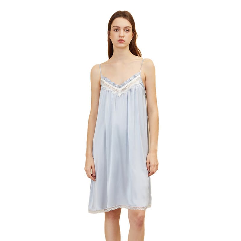 2026 primavera verão novo estilo amoreira seda renda costura inteligente seda estilingue saia camisola de seda feminina