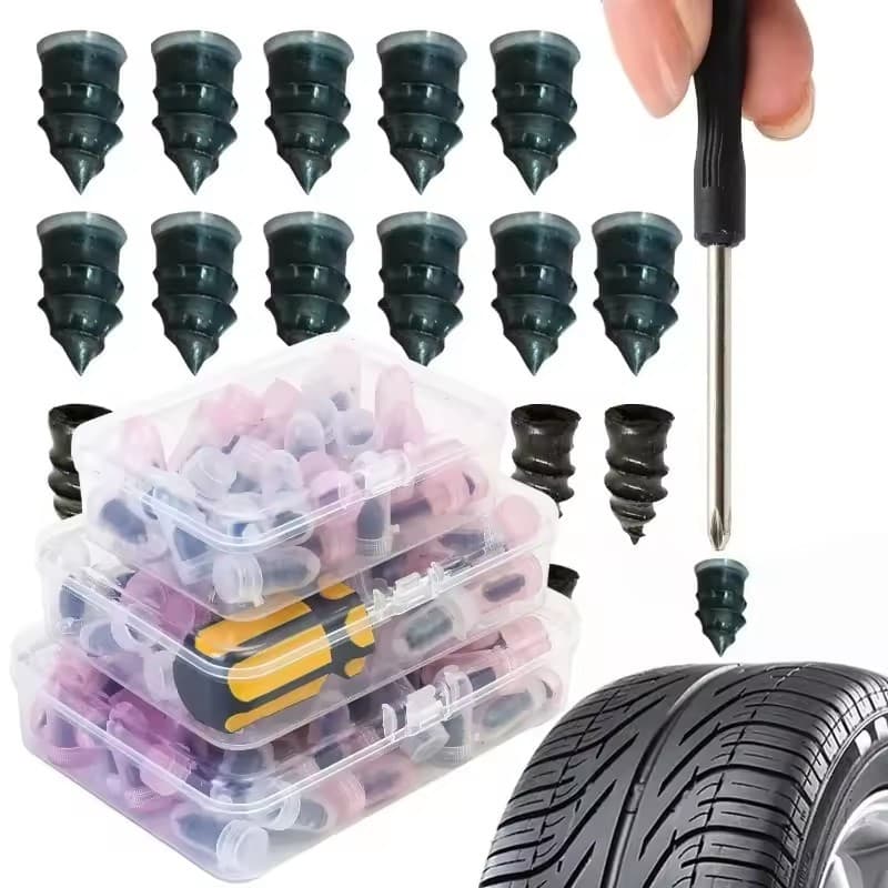 Caixa De 61/31 Unidades Para Reparo De Pneus De Carro A Vácuo Universal-Kit De Remendo De Parafuso De Aço Carbono Punção