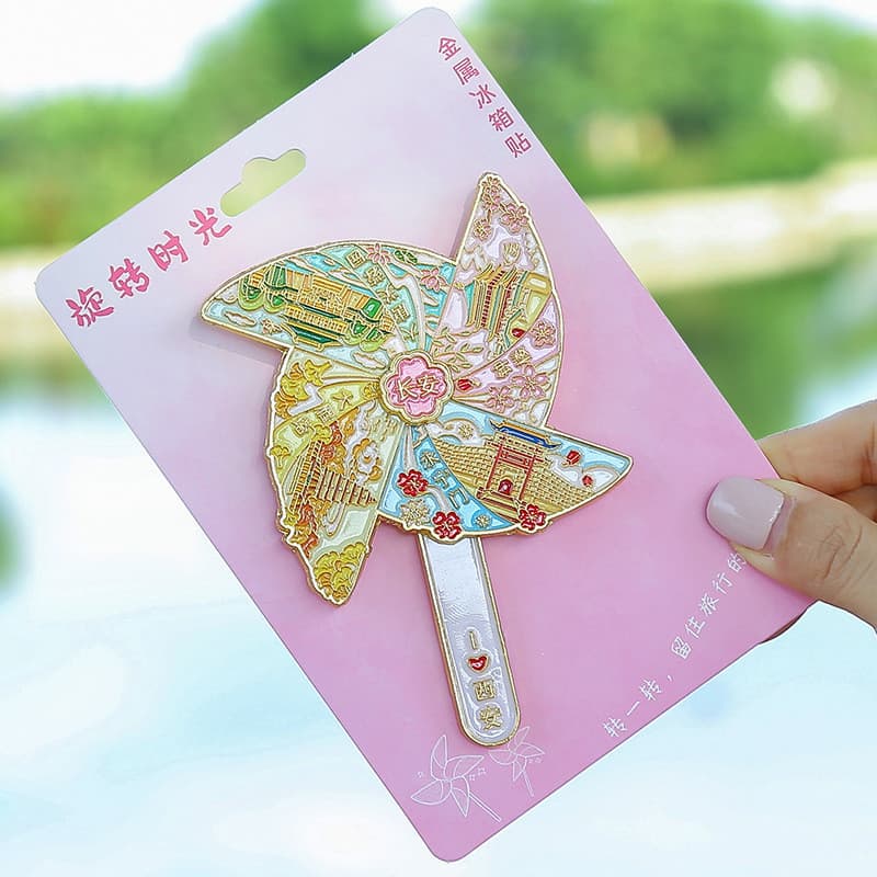 Xi'an Metal Chang'an Moinho de Vento Adesivos de Geladeira Rotativos Atrações Criativas Culturais Acessório Magnético Ár