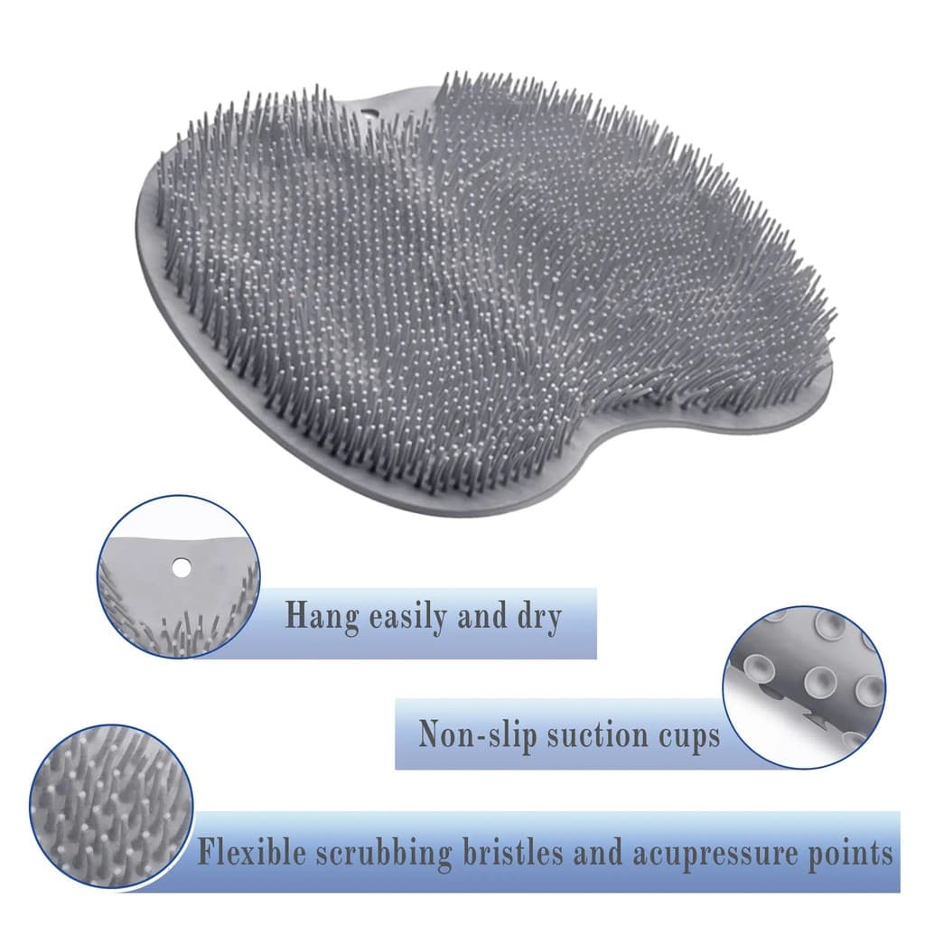 Esfregão Esfoliante para Banho: Tapete de Silicone para Limpeza de Costas e Pés, Montado na Parede com Ventosas Antiderr